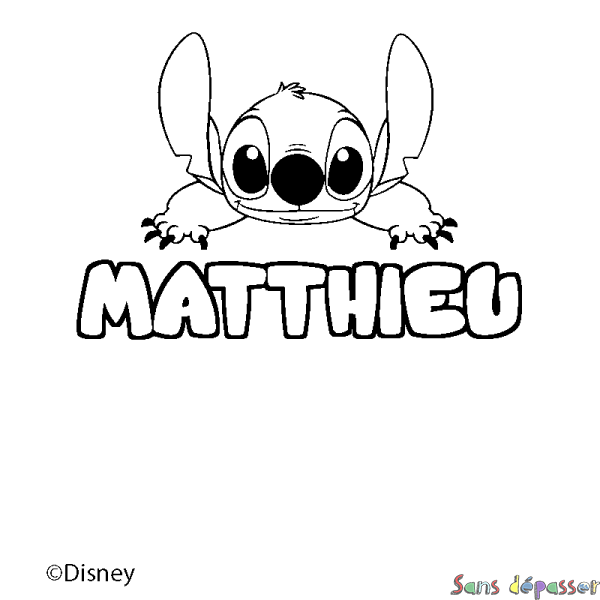 Coloriage pr&eacute;nom MATTHIEU - d&eacute;cor Stitch