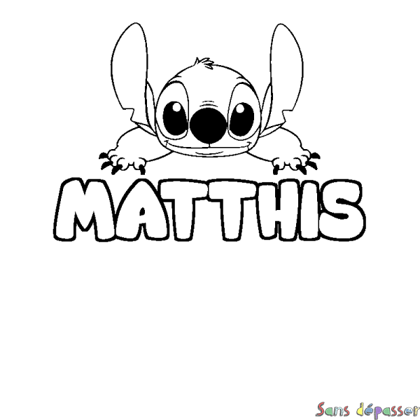 Coloriage prénom MATTHIS - d&eacute;cor Stitch