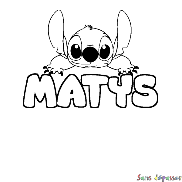 Coloriage prénom MATYS - d&eacute;cor Stitch