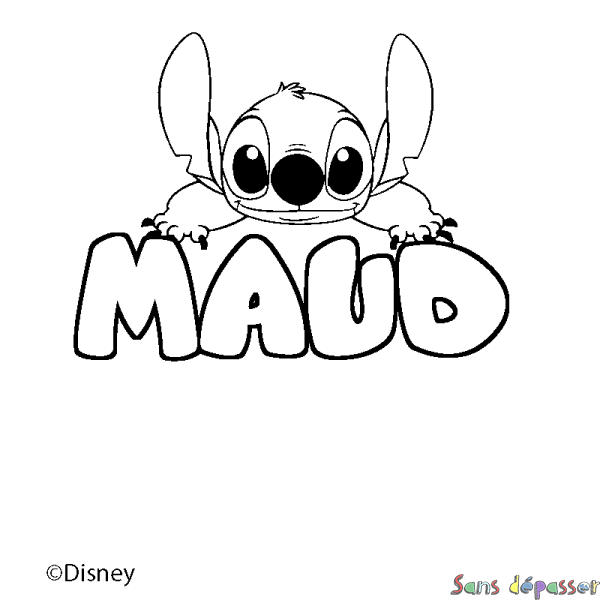 Coloriage pr&eacute;nom MAUD - d&eacute;cor Stitch