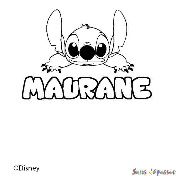 Coloriage pr&eacute;nom MAURANE - d&eacute;cor Stitch