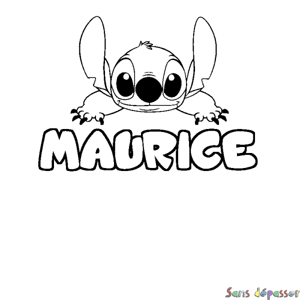 Coloriage prénom MAURICE - d&eacute;cor Stitch