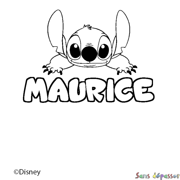 Coloriage pr&eacute;nom MAURICE - d&eacute;cor Stitch