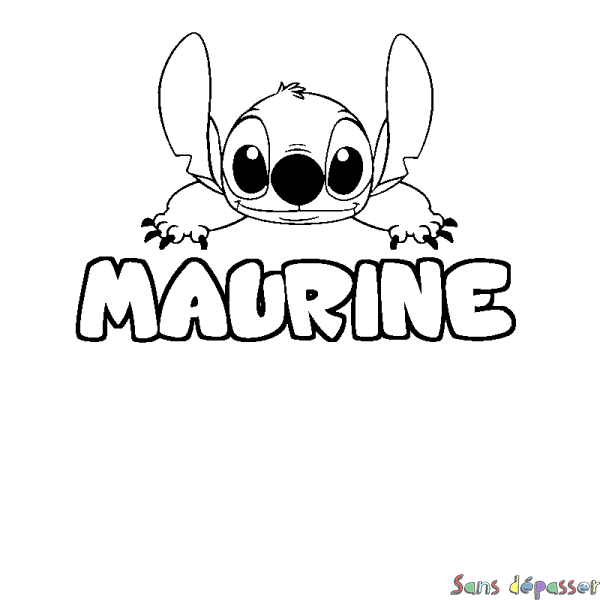 Coloriage prénom MAURINE - d&eacute;cor Stitch