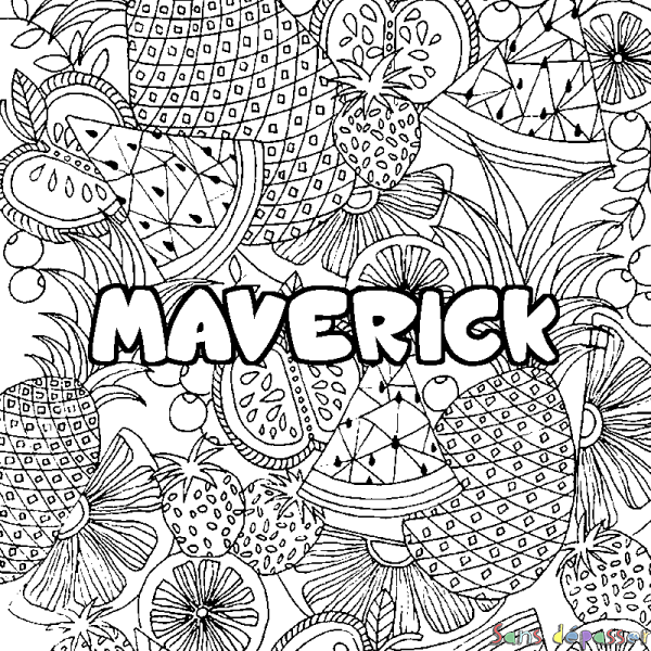 Coloriage prénom MAVERICK - d&eacute;cor Mandala fruits