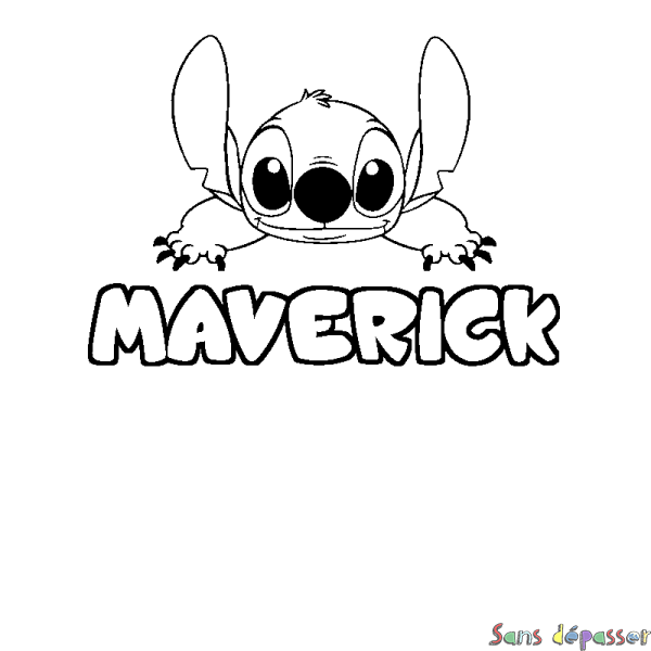 Coloriage prénom MAVERICK - d&eacute;cor Stitch