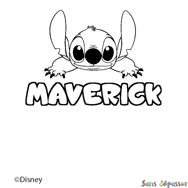 Coloriage pr&eacute;nom MAVERICK - d&eacute;cor Stitch