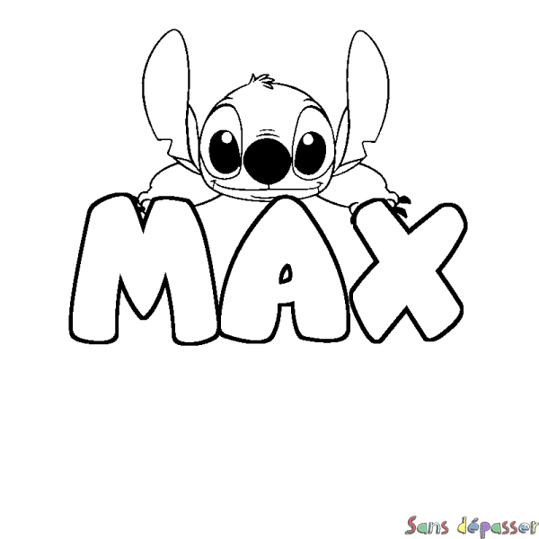 Coloriage prénom MAX - d&eacute;cor Stitch
