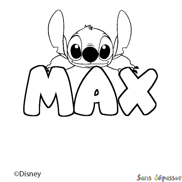 Coloriage pr&eacute;nom MAX - d&eacute;cor Stitch