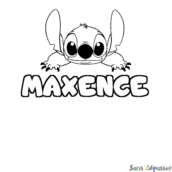 Coloriage prénom MAXENCE - d&eacute;cor Stitch