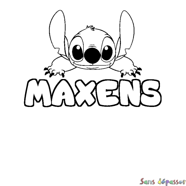 Coloriage prénom MAXENS - d&eacute;cor Stitch