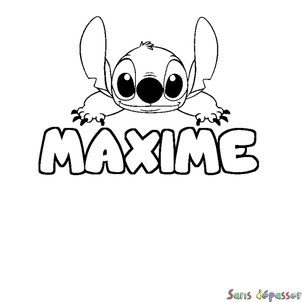 Coloriage prénom MAXIME - d&eacute;cor Stitch
