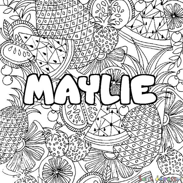 Coloriage prénom MAYLIE - d&eacute;cor Mandala fruits