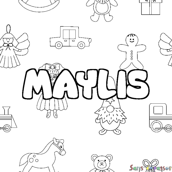 Coloriage prénom MAYLIS - d&eacute;cor Jouets