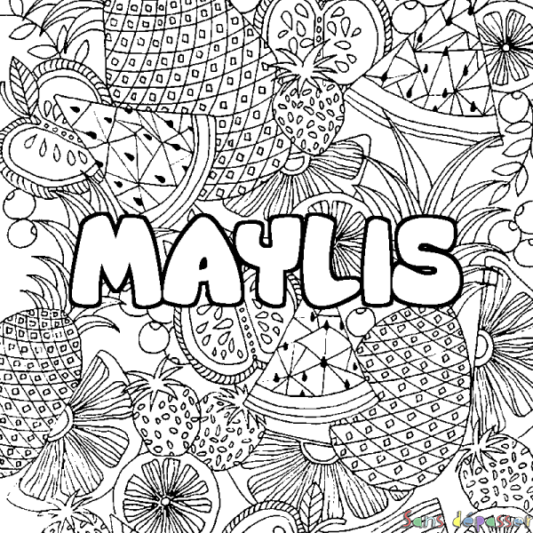 Coloriage prénom MAYLIS - d&eacute;cor Mandala fruits