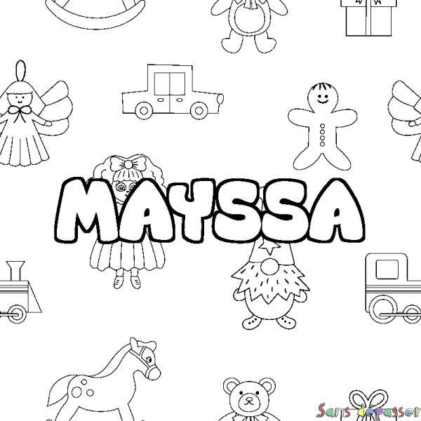 Coloriage prénom MAYSSA - d&eacute;cor Jouets