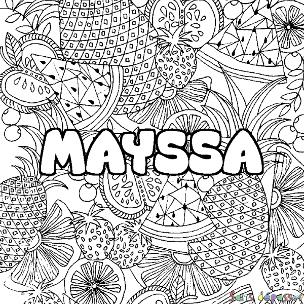 Coloriage prénom MAYSSA - d&eacute;cor Mandala fruits