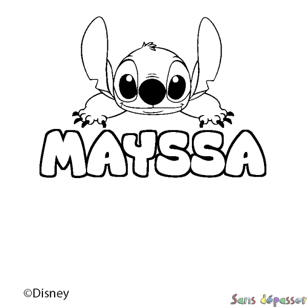 Coloriage pr&eacute;nom MAYSSA - d&eacute;cor Stitch