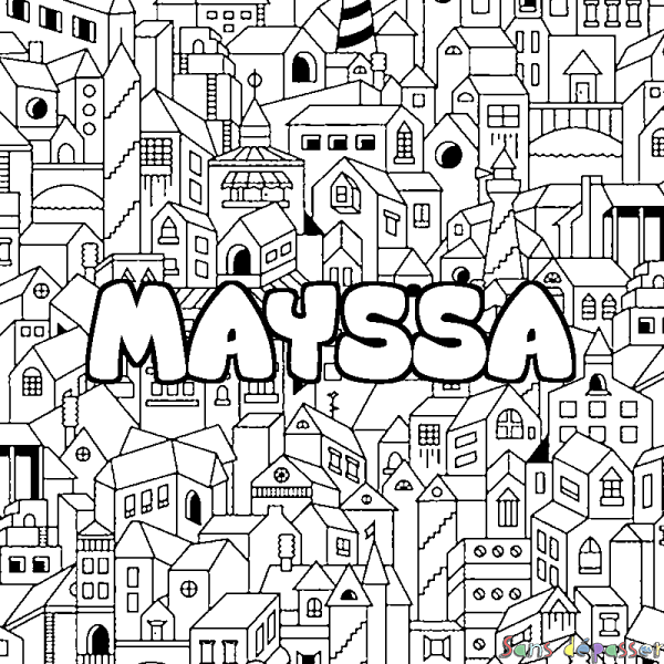Coloriage prénom MAYSSA - d&eacute;cor Ville