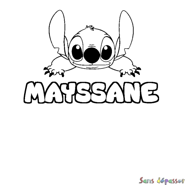 Coloriage prénom MAYSSANE - d&eacute;cor Stitch