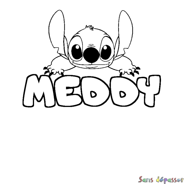 Coloriage prénom MEDDY - d&eacute;cor Stitch