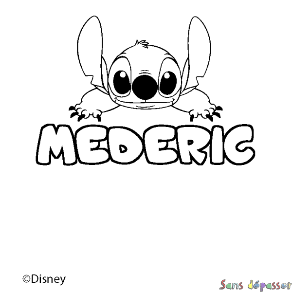 Coloriage pr&eacute;nom MEDERIC - d&eacute;cor Stitch