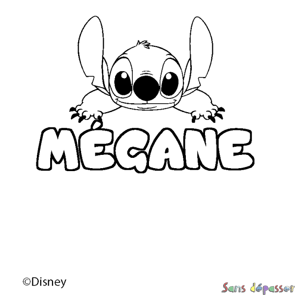 Coloriage pr&eacute;nom M&Eacute;GANE - d&eacute;cor Stitch