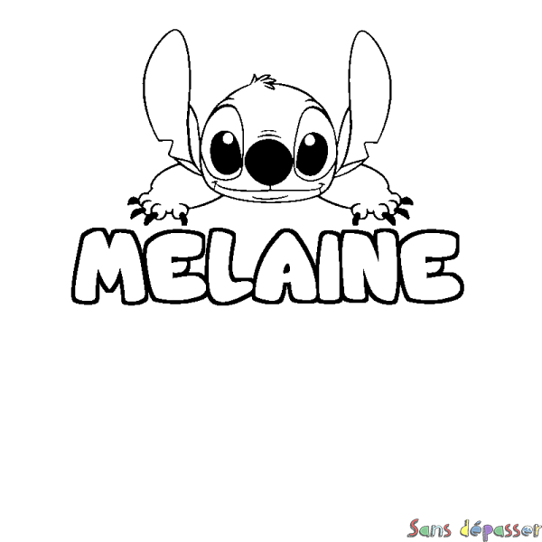 Coloriage prénom MELAINE - d&eacute;cor Stitch