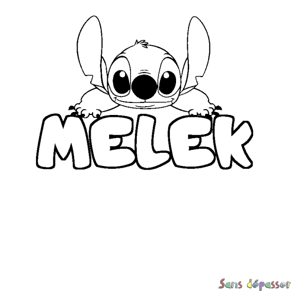 Coloriage prénom MELEK - d&eacute;cor Stitch