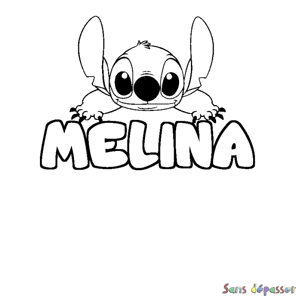 Coloriage prénom MELINA - d&eacute;cor Stitch