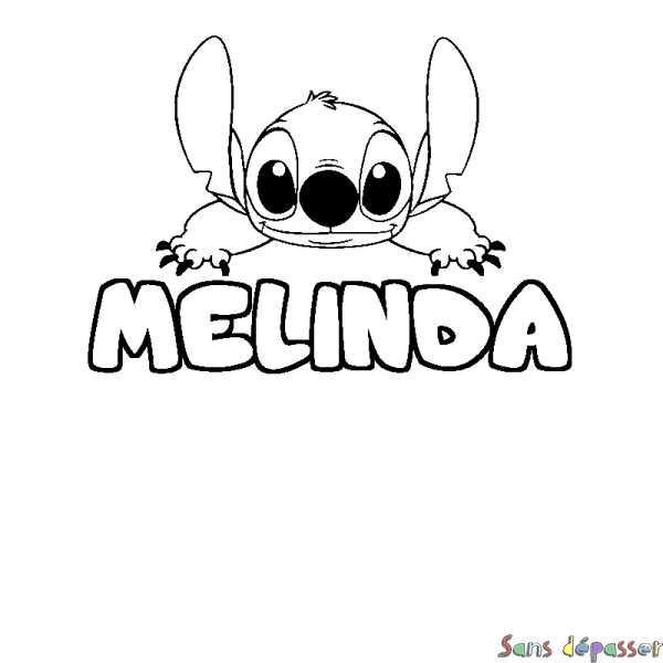 Coloriage prénom MELINDA - d&eacute;cor Stitch