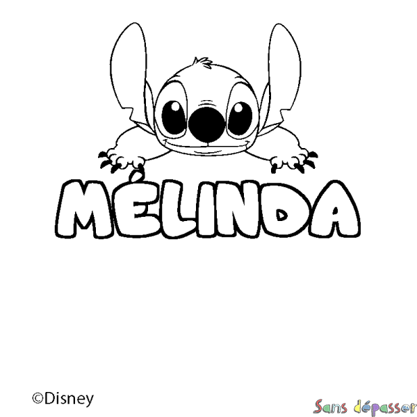 Coloriage pr&eacute;nom M&Eacute;LINDA - d&eacute;cor Stitch