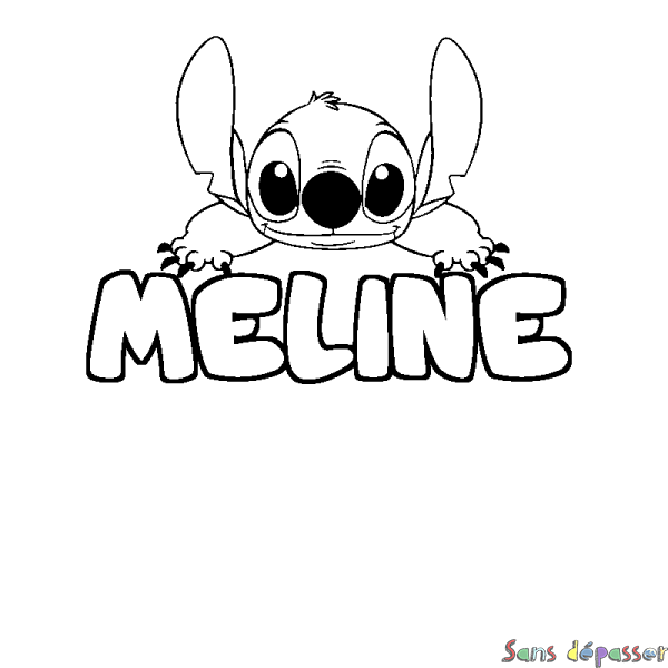 Coloriage prénom MELINE - d&eacute;cor Stitch