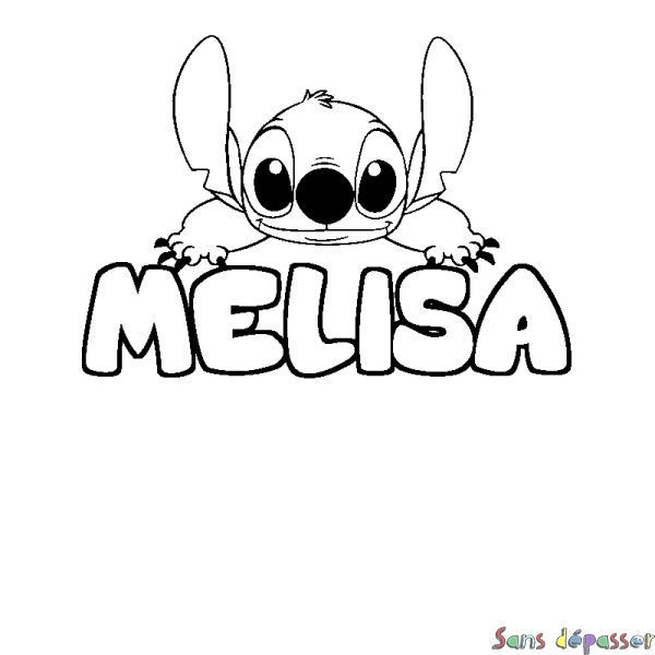 Coloriage prénom MELISA - d&eacute;cor Stitch