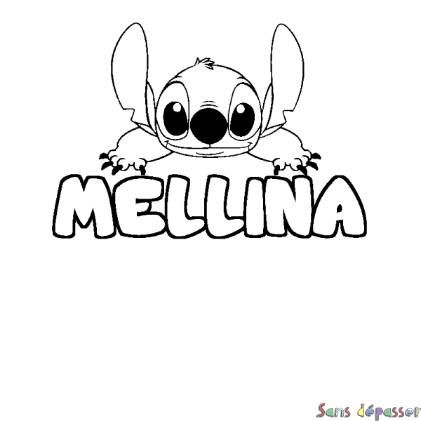 Coloriage prénom MELLINA - d&eacute;cor Stitch