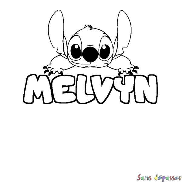Coloriage prénom MELVYN - d&eacute;cor Stitch