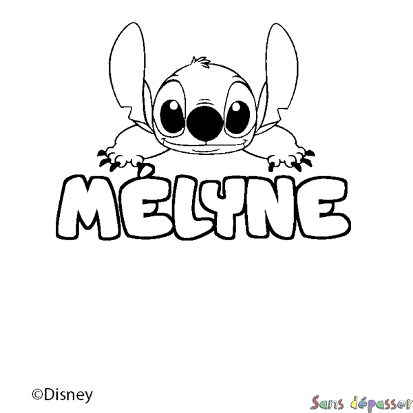 Coloriage pr&eacute;nom M&Eacute;LYNE - d&eacute;cor Stitch
