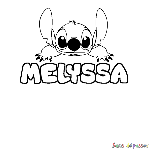 Coloriage prénom MELYSSA - d&eacute;cor Stitch