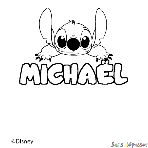 Coloriage pr&eacute;nom MICHA&Euml;L - d&eacute;cor Stitch