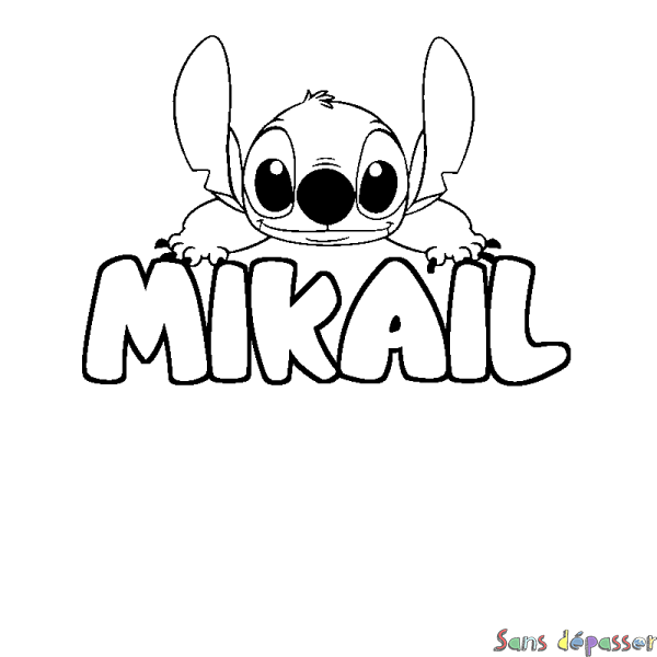 Coloriage prénom MIKAIL - d&eacute;cor Stitch
