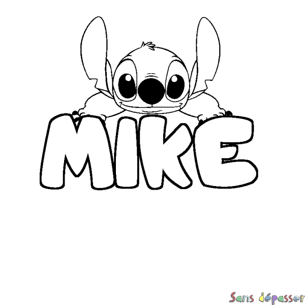 Coloriage prénom MIKE - d&eacute;cor Stitch