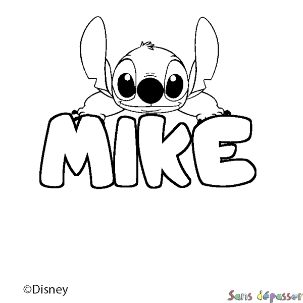 Coloriage pr&eacute;nom MIKE - d&eacute;cor Stitch