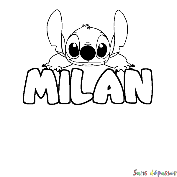 Coloriage prénom MILAN - d&eacute;cor Stitch