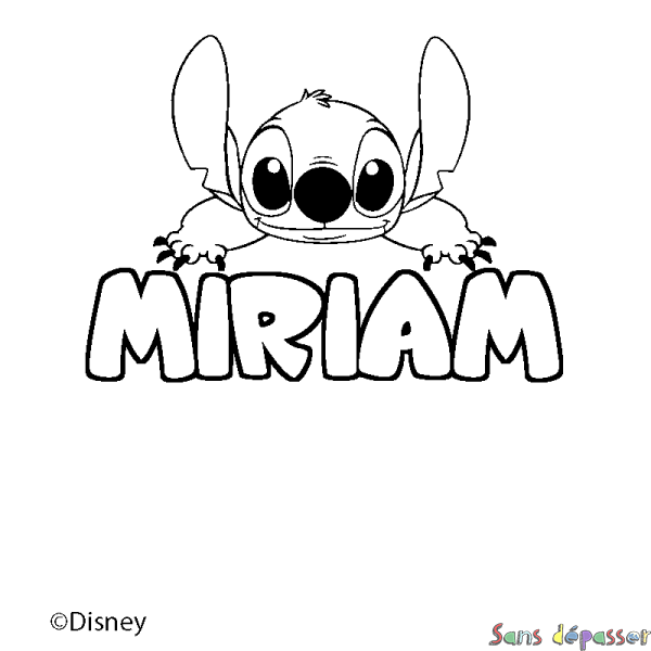 Coloriage pr&eacute;nom MIRIAM - d&eacute;cor Stitch