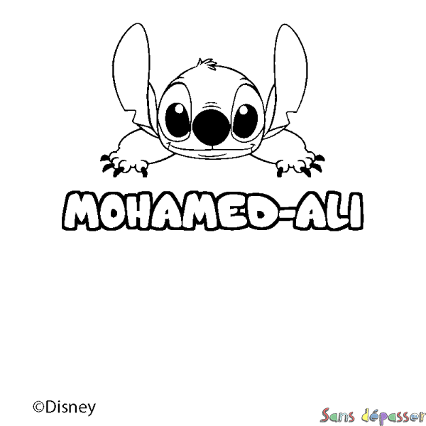 Coloriage pr&eacute;nom MOHAMED-ALI - d&eacute;cor Stitch
