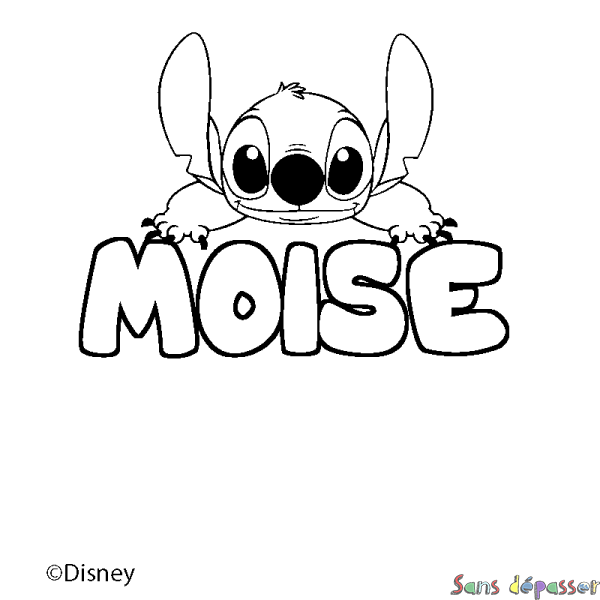 Coloriage pr&eacute;nom MOISE - d&eacute;cor Stitch