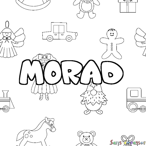 Coloriage prénom MORAD - d&eacute;cor Jouets