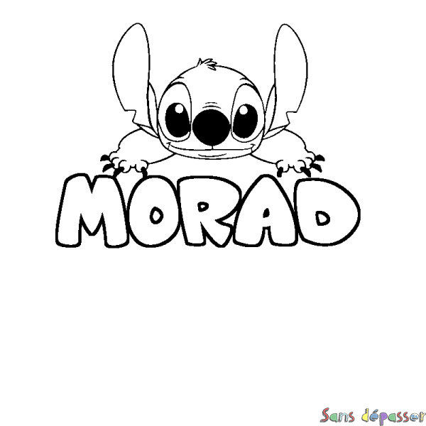 Coloriage prénom MORAD - d&eacute;cor Stitch