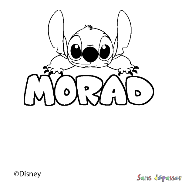 Coloriage pr&eacute;nom MORAD - d&eacute;cor Stitch