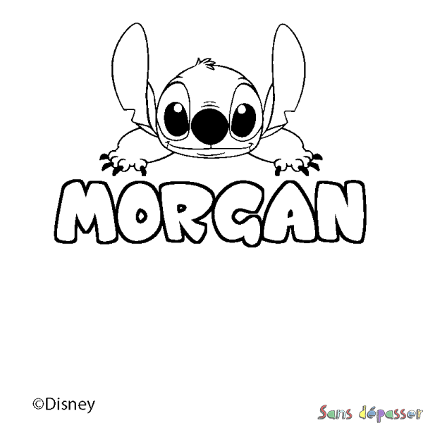 Coloriage pr&eacute;nom MORGAN - d&eacute;cor Stitch